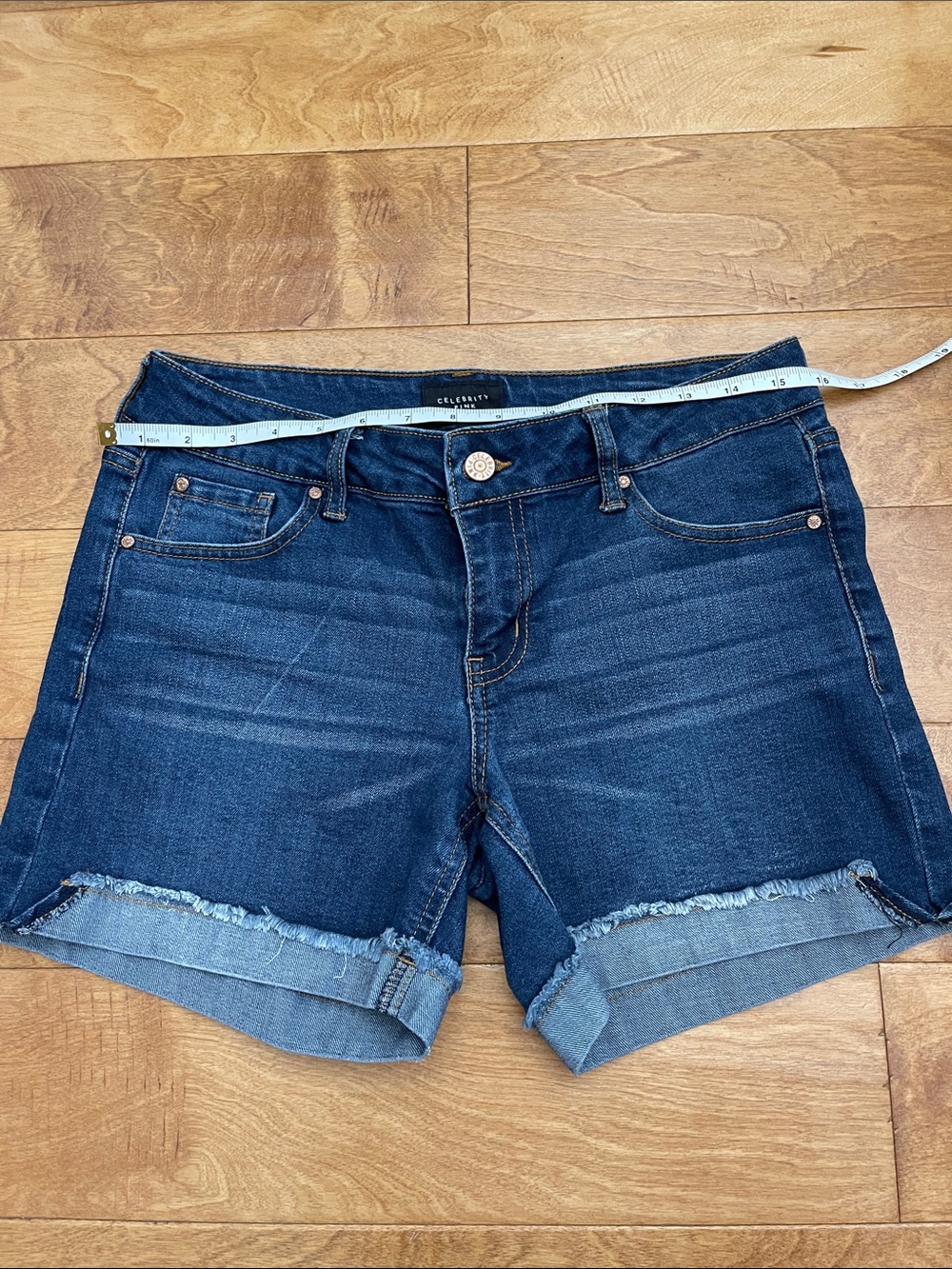 Celebrity Pink Dark Wash Denim Shorts